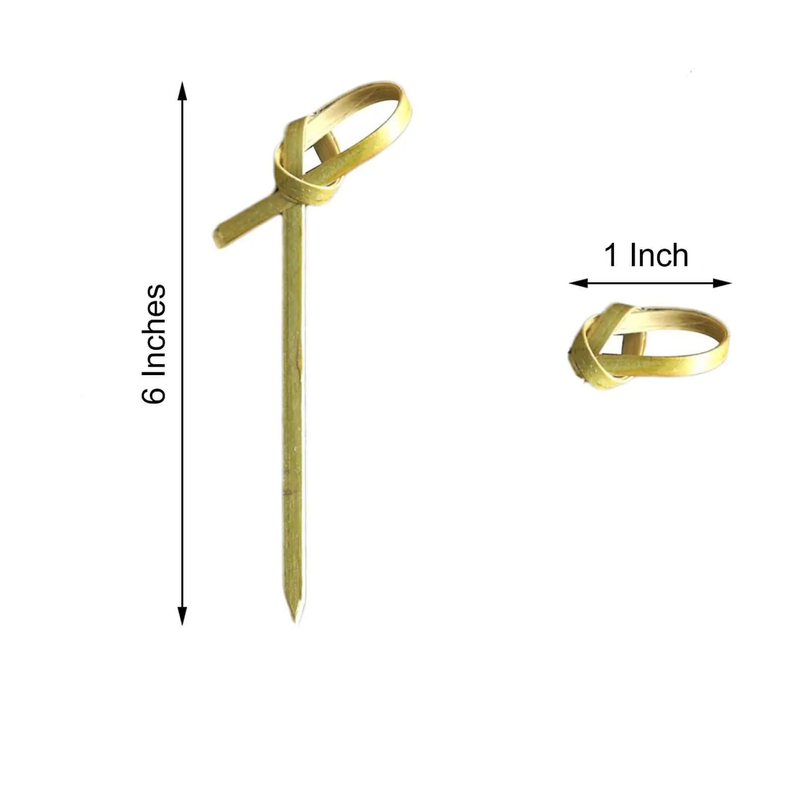 100 Pack Eco Friendly Twisted Knot Bamboo Skewers Party Picks, Decorative Top Cocktail Sticks - 6"