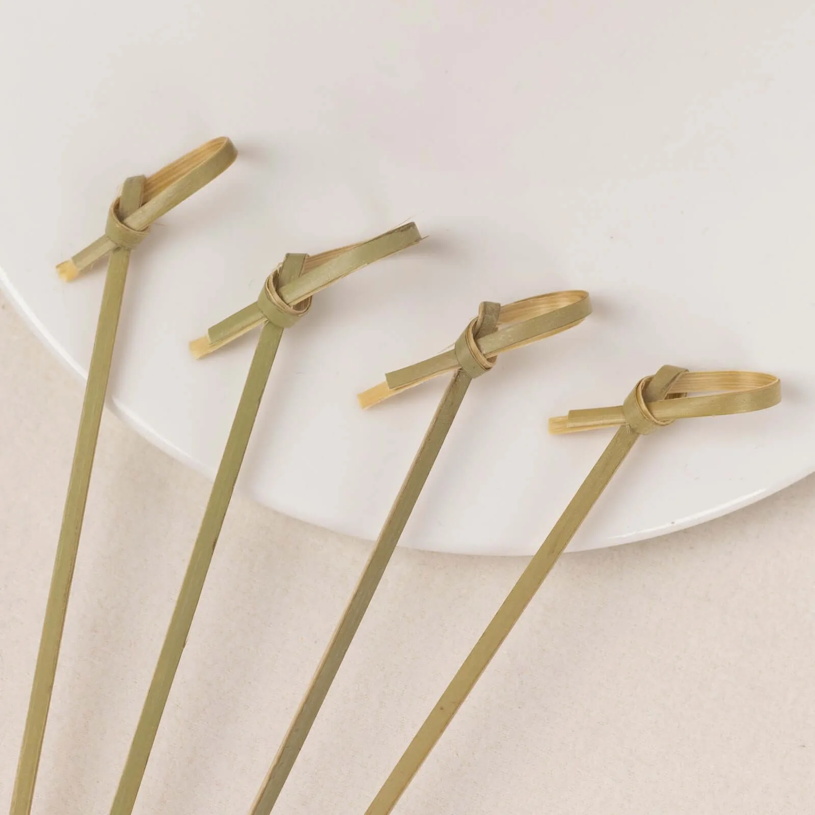 100 Pack Eco Friendly Twisted Knot Bamboo Skewers Party Picks, Decorative Top Cocktail Sticks - 6"