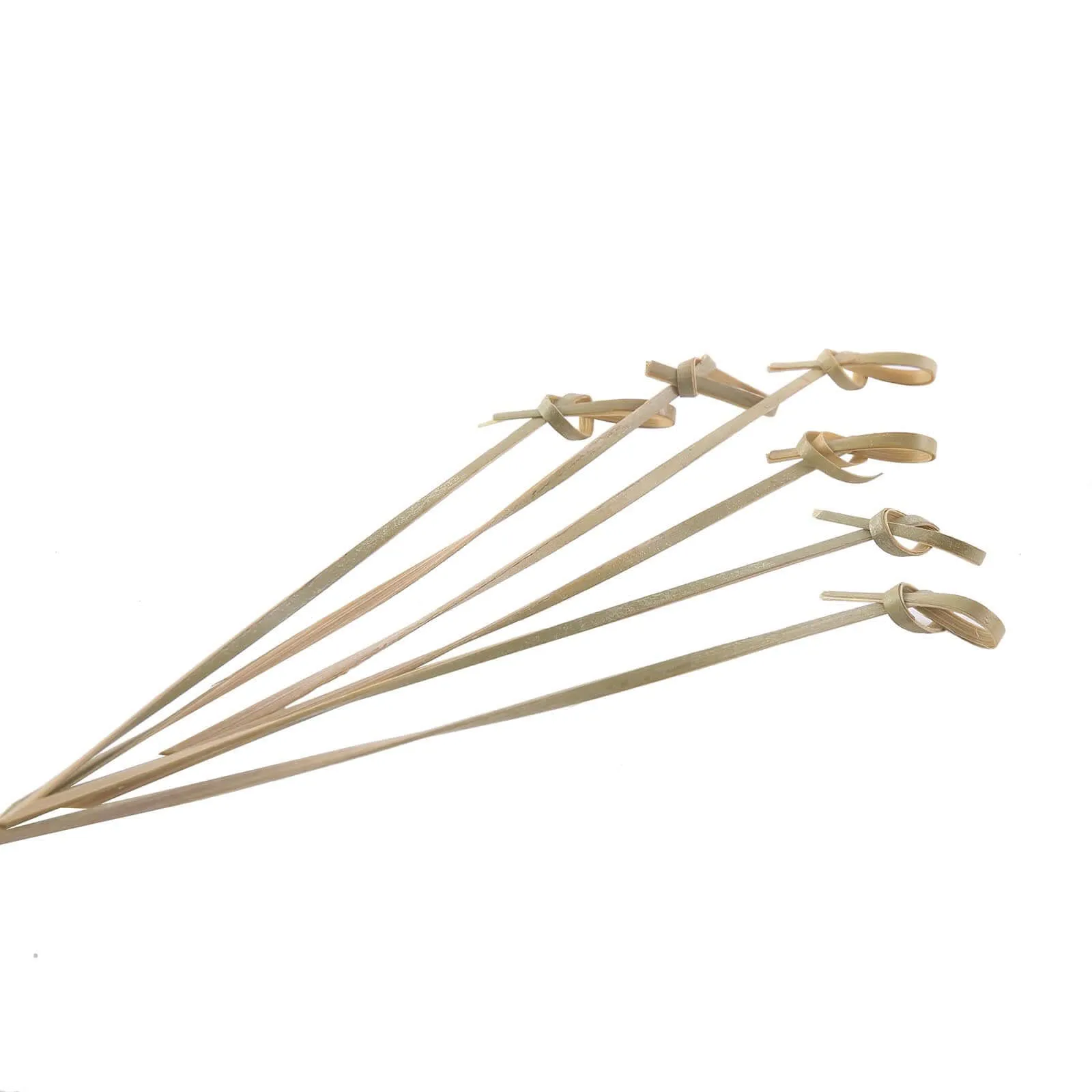 100 Pack Eco Friendly Twisted Knot Bamboo Skewers Party Picks, Decorative Top Cocktail Sticks - 6"
