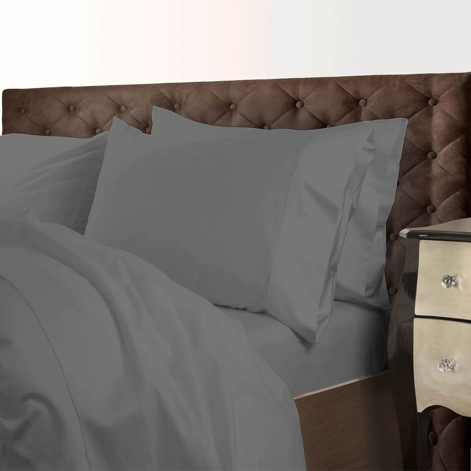 1000 Thread Count Cotton Blend Quilt Cover Set | Premium Hotel Grade Bedding | King - Charcoal