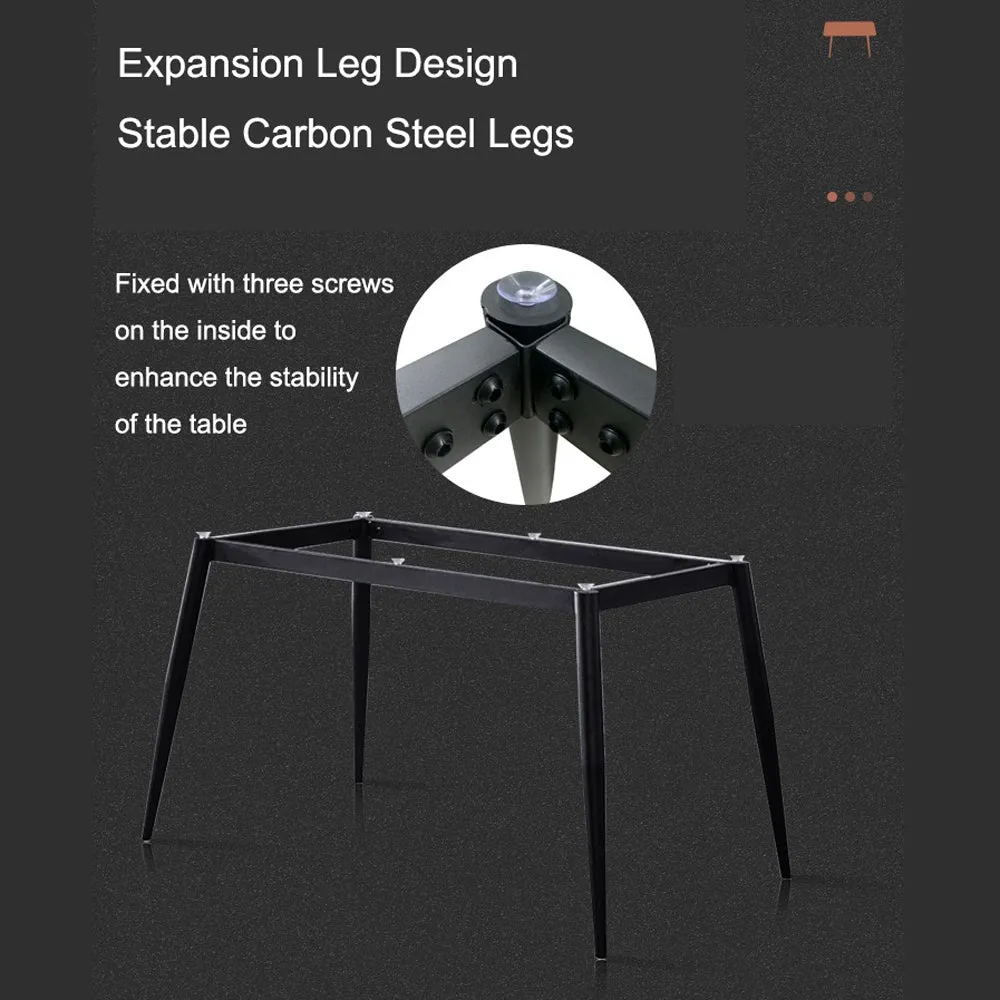 120x60cm Glossy Pandora Minimalist Slate Kitchen Dining Table | Marble Lunch Dinner Table | Solid Metal Legs