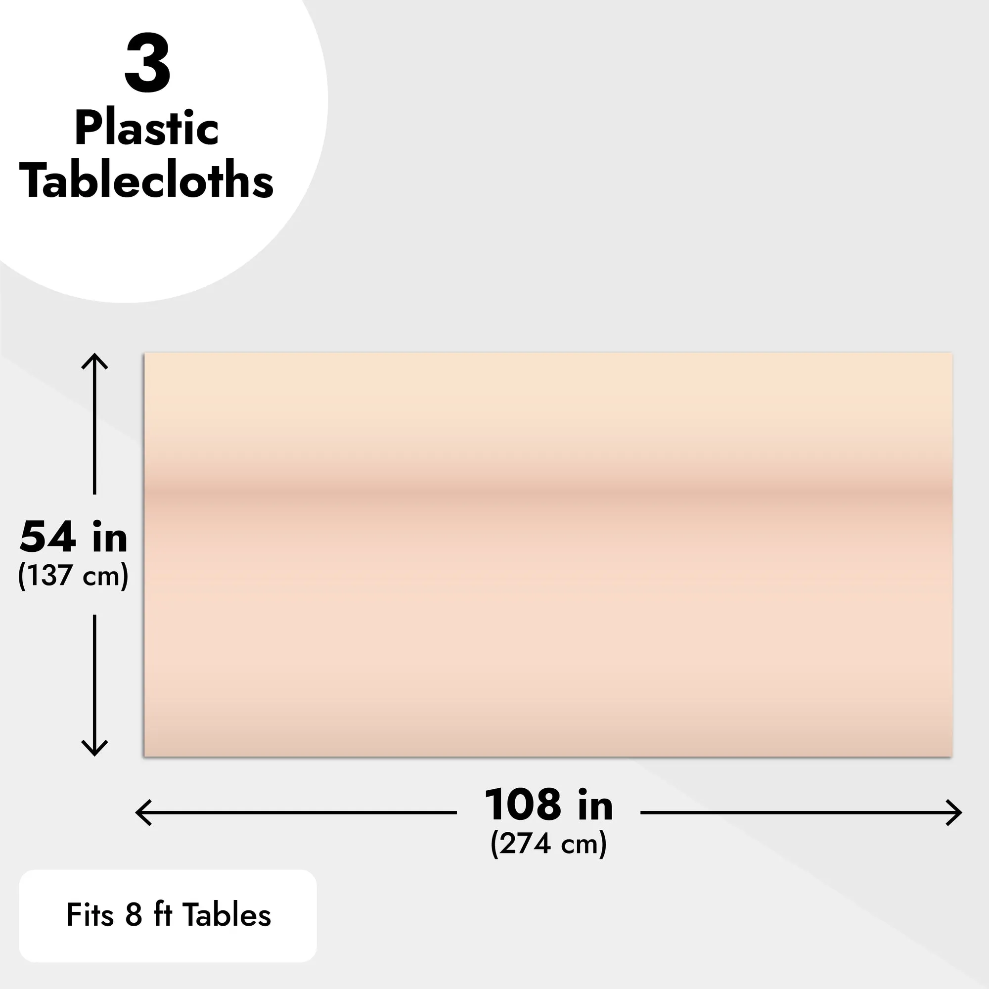 3 Pack Rose Gold Plastic Tablecloth, Metallic Table Cover Disposable for Pink Birthday Parties, Gender Reveal, Bridal Shower Decorations (54 x 108 In)