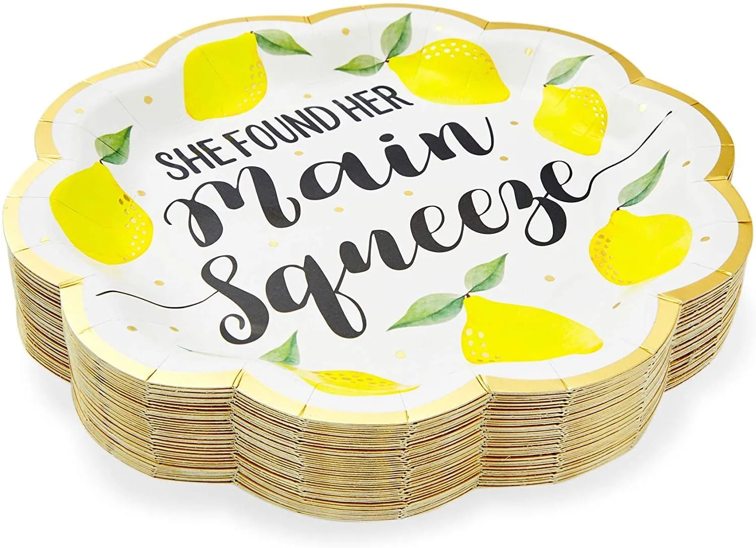 48-Pack Lemon Party Plates, She Found Her Main Squeeze (9 in)