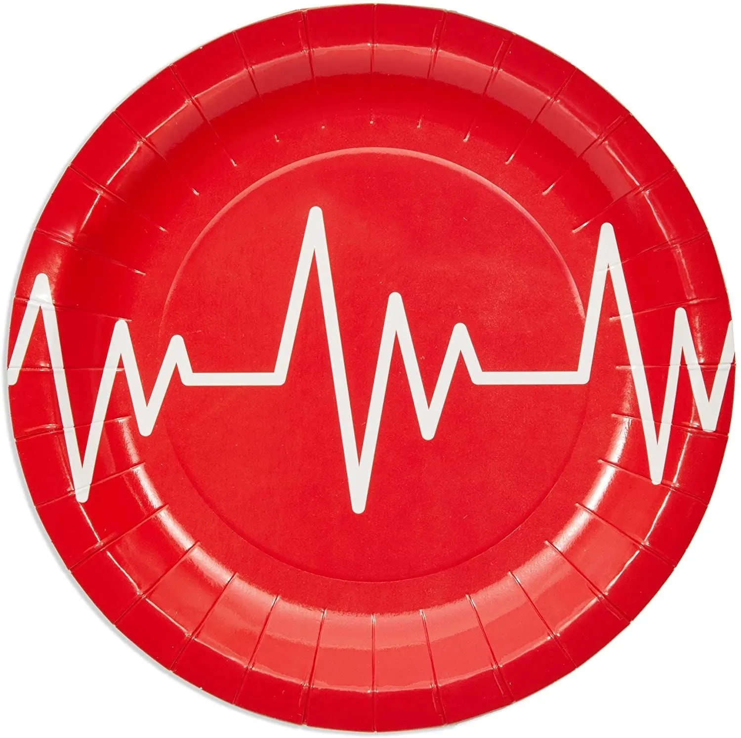 80 Pack Nurse Paper Plates for Nursing Graduation Party Supplies, Heartbeat Monitor Design, for Student Nurses, Doctors, Medical Professionals (7-Inch Diameter)