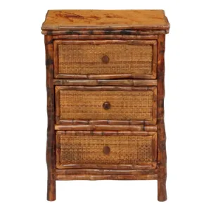 Antique Tortoise Three Drawer Woven Nightstand