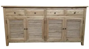 Buffet Solid Oak Timber Lourve 4 Door 4 Drawer