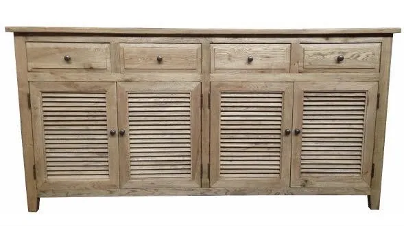 Buffet Solid Oak Timber Lourve 4 Door 4 Drawer