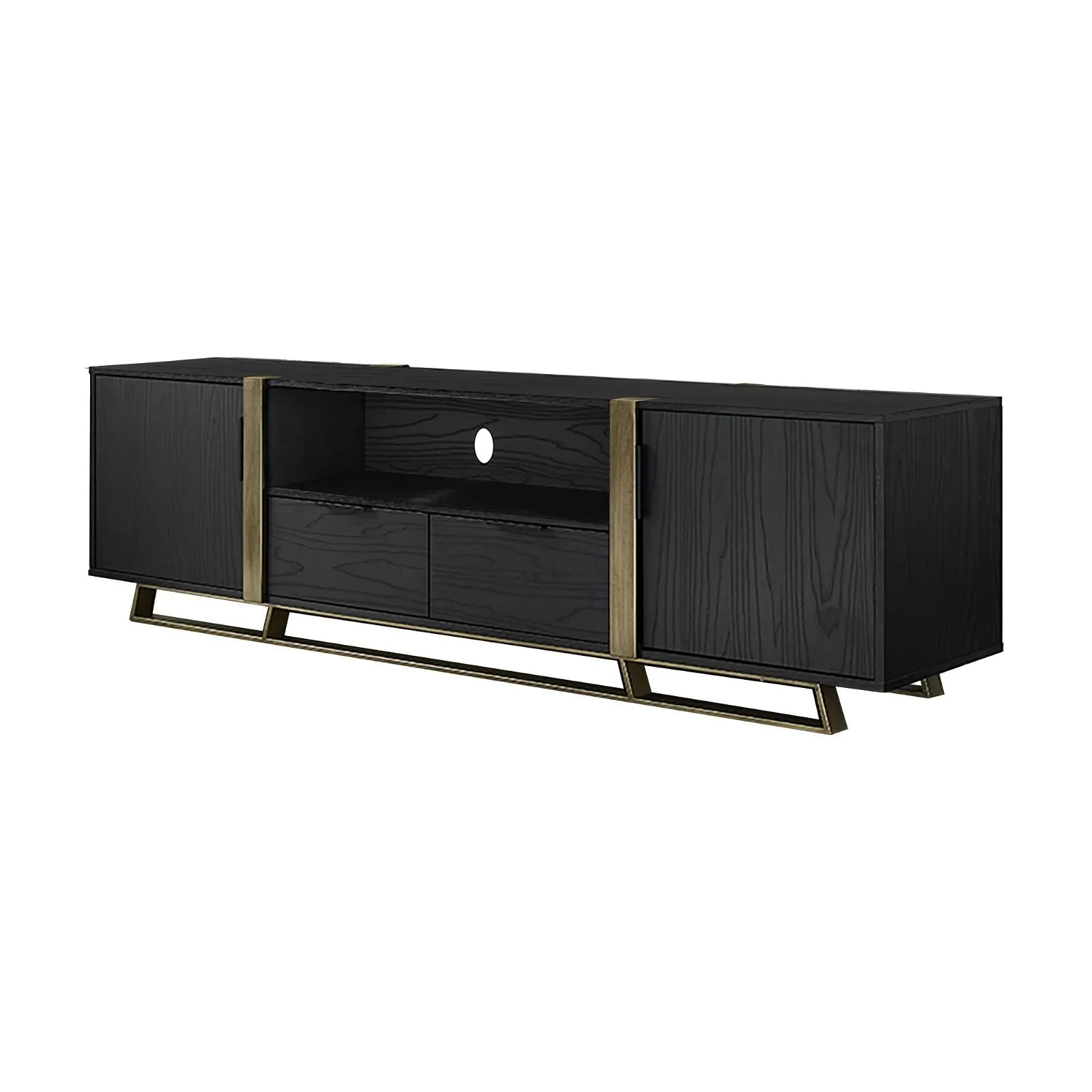 CAPRI Entertainment Unit, TV Cabinet, TV Unit - Black Oak, Gold by Criterion