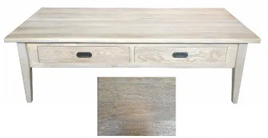 Coffee Table 2 Drawer Hamptons Grey Wash Oak