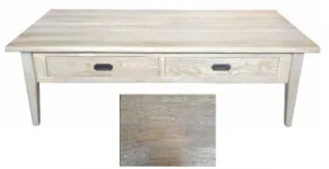 Coffee Table 2 Drawer Hamptons Grey Wash Oak