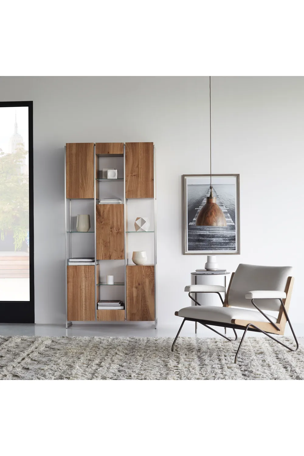 French Oak and Tempered Glass Bookcase | Andrew Martin Marley