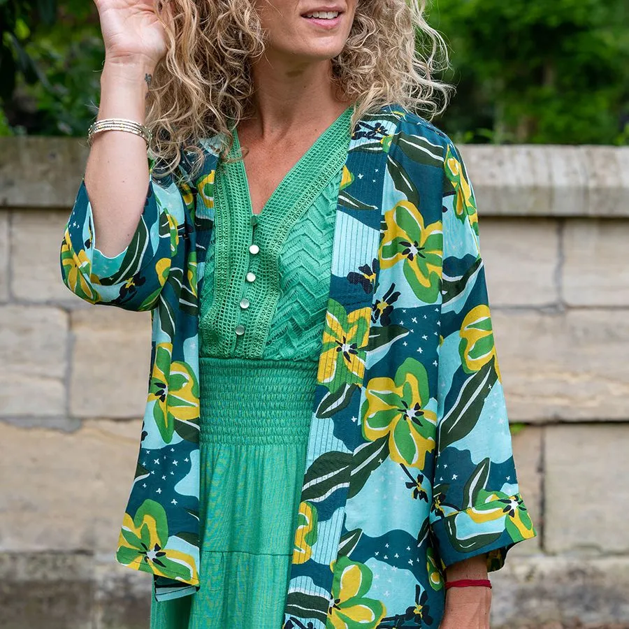 Green & Blue Mix Kimono