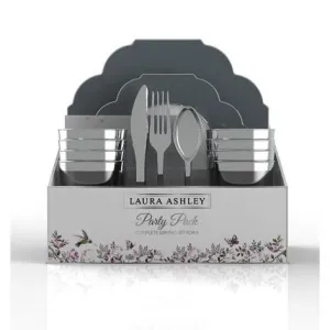 Grey Silver Flower 56 pc Party Set (Setting for 8)