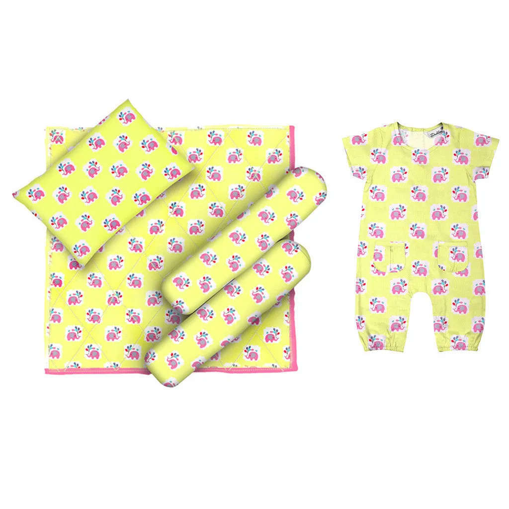 Layette Set with Long-Legged Romper <br>Elephant with Balloons<br> <span style="font-size: 11px; font-family:Helvetica,Arial,sans-serif;">Can Be Personalised</span>
