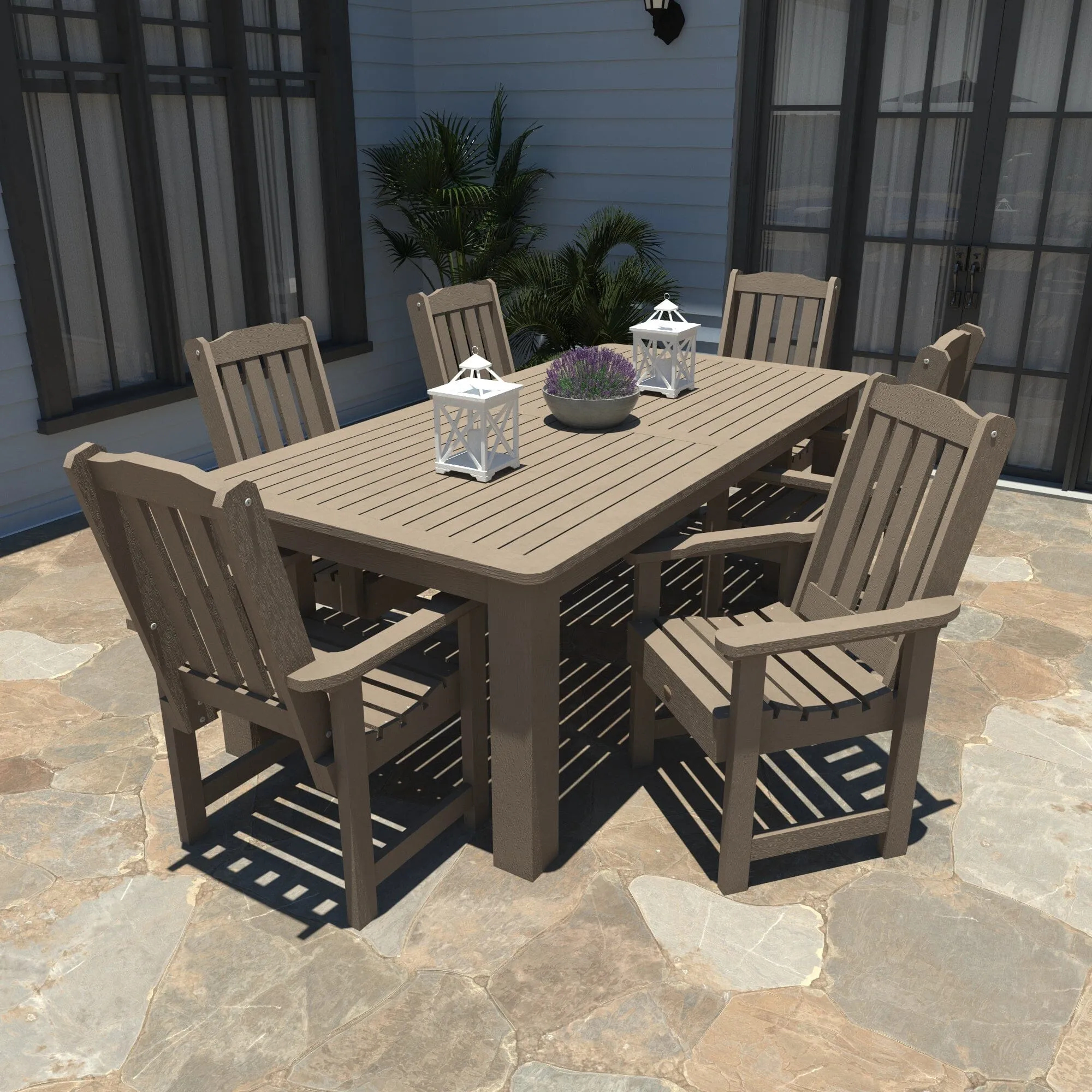 Lehigh 7pc Rectangular Outdoor Dining Set 42in x 84in - Dining Height