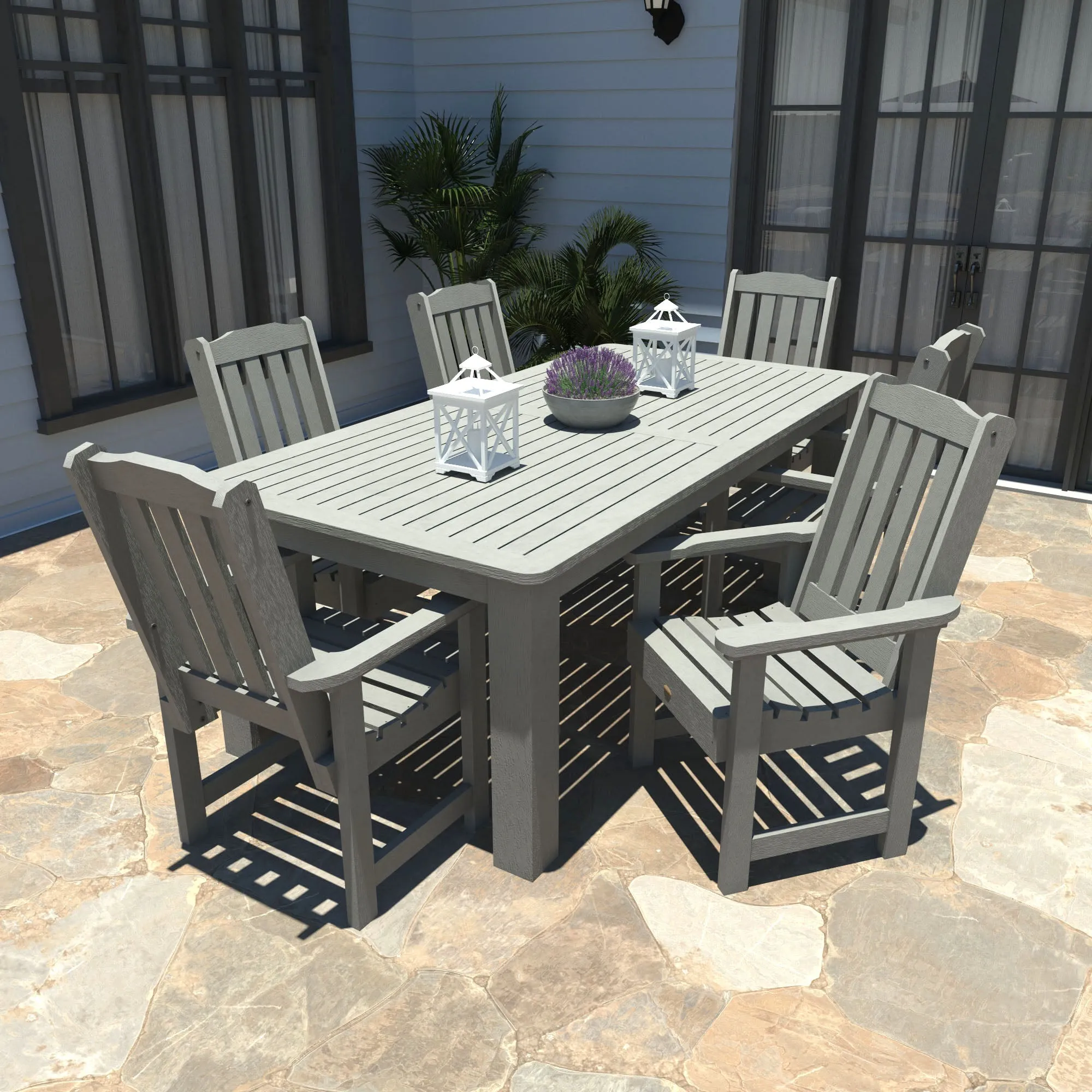 Lehigh 7pc Rectangular Outdoor Dining Set 42in x 84in - Dining Height
