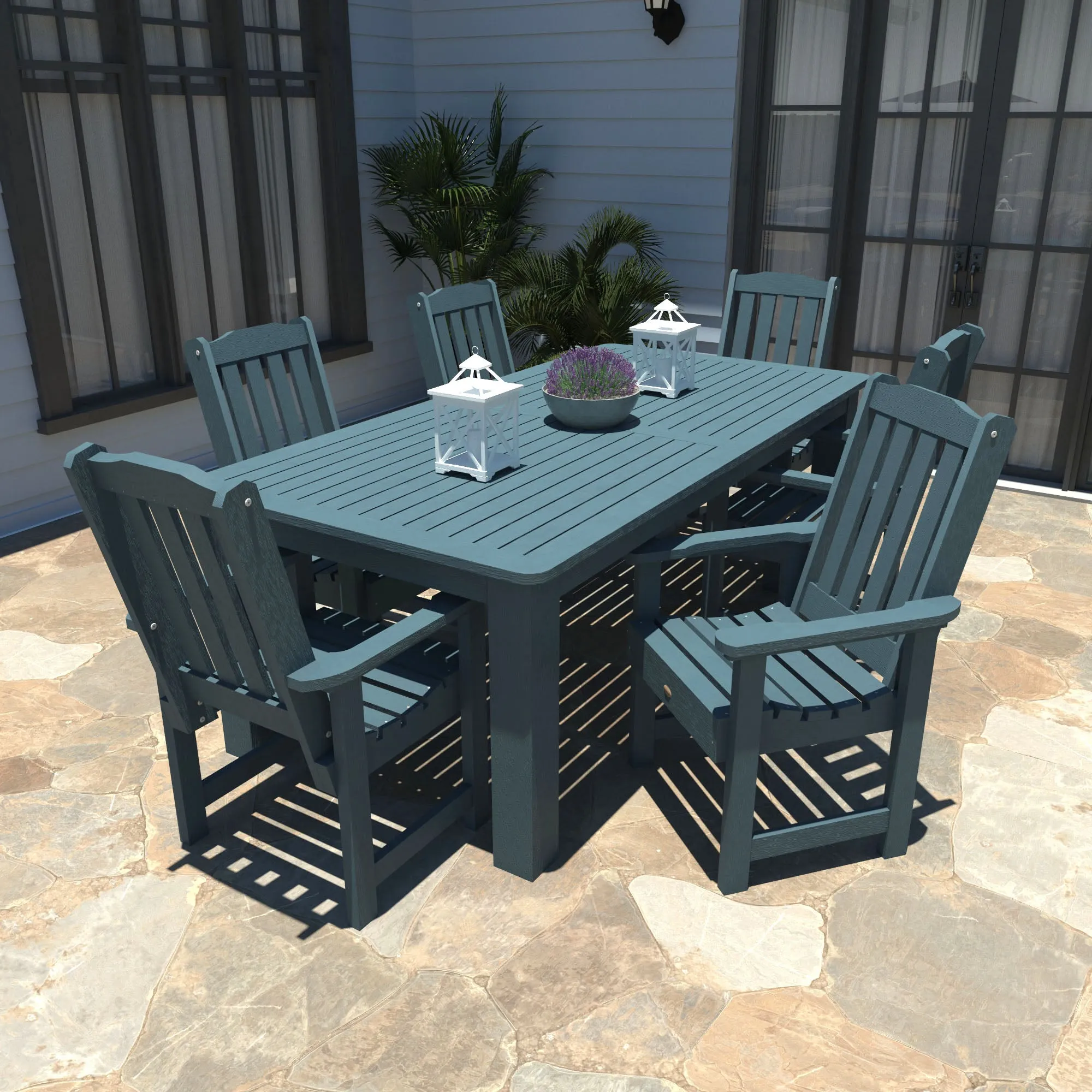 Lehigh 7pc Rectangular Outdoor Dining Set 42in x 84in - Dining Height