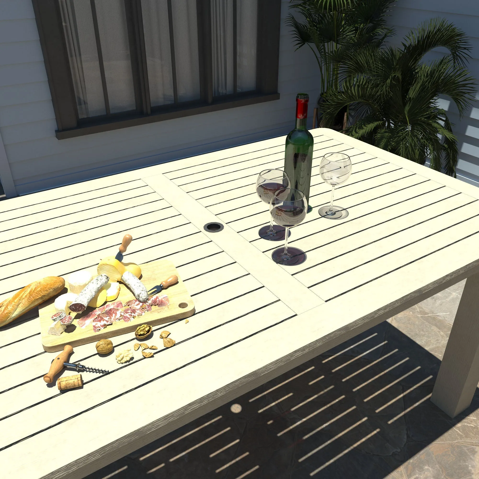 Lehigh 7pc Rectangular Outdoor Dining Set 42in x 84in - Dining Height