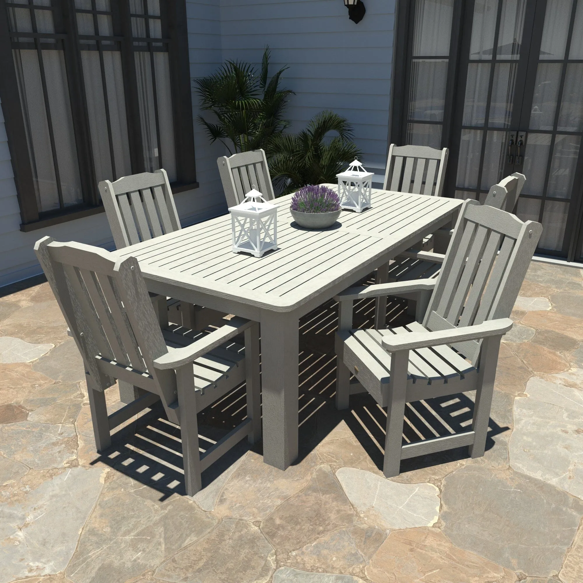 Lehigh 7pc Rectangular Outdoor Dining Set 42in x 84in - Dining Height