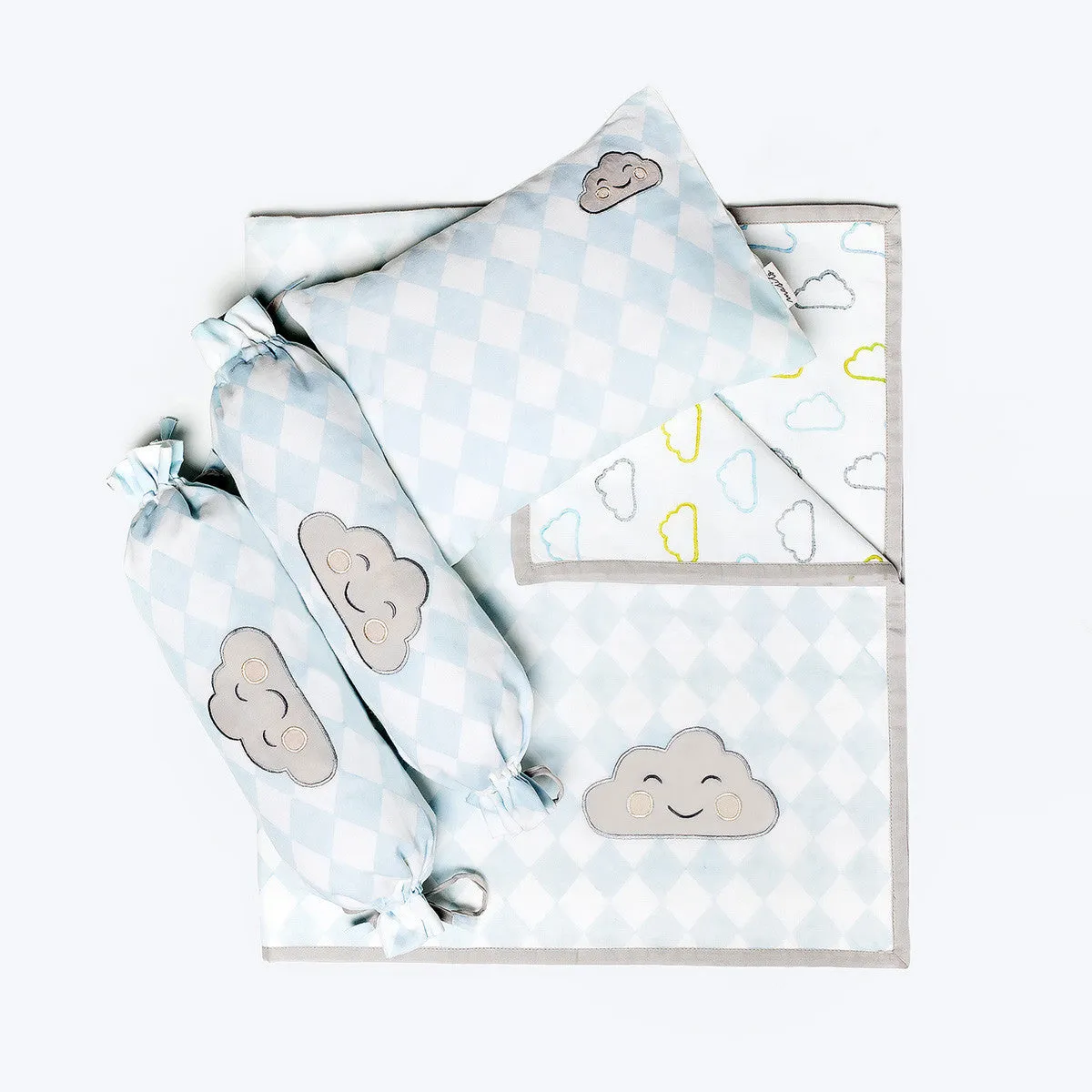 New Baby Mini Cot Set<br> Blue Cloud<br><span style="font-size: 10px;">Can be Personalised</span>