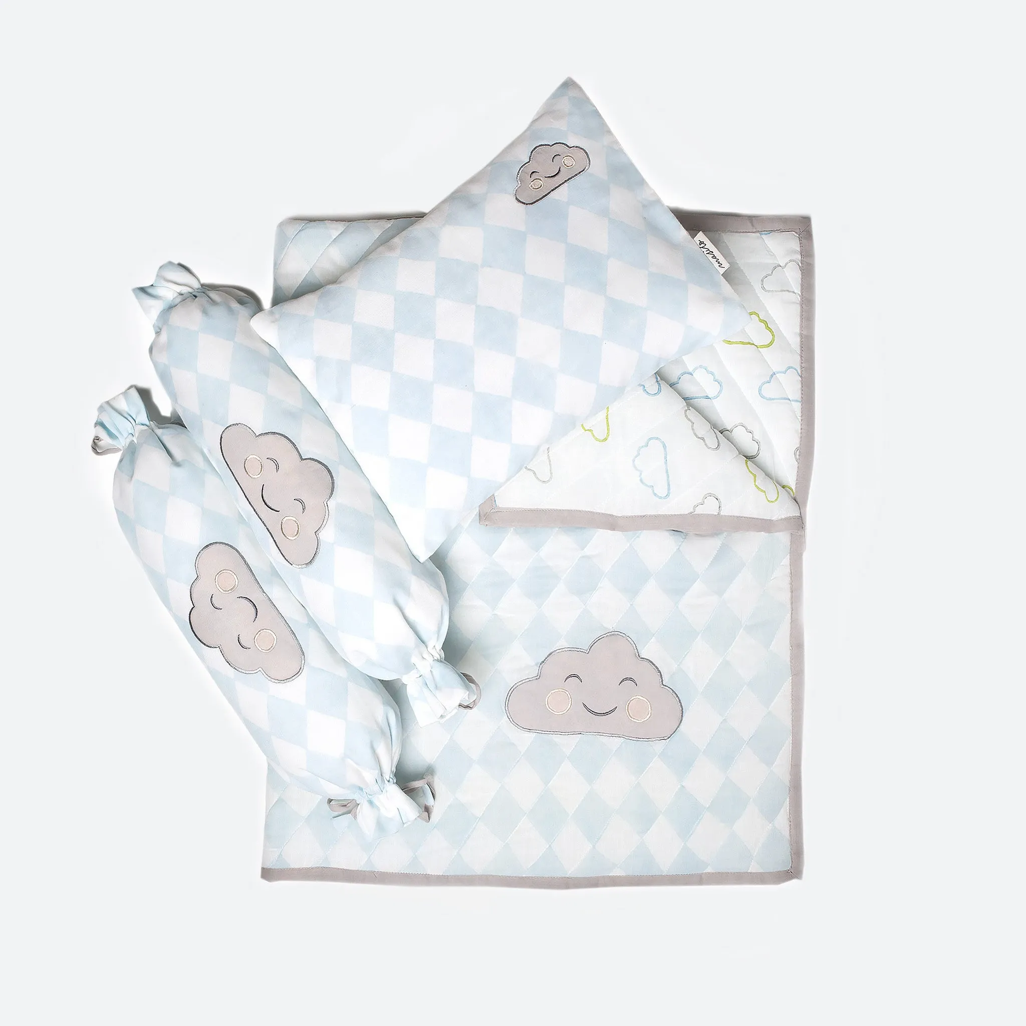 New Baby Mini Cot Set<br> Blue Cloud<br><span style="font-size: 10px;">Can be Personalised</span>