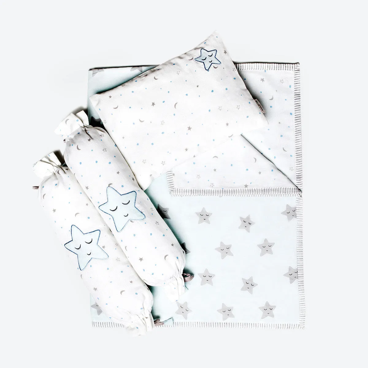 New Baby Mini Cot Set<br> Blue Star<br><span style="font-size: 10px;">Can be Personalised</span>