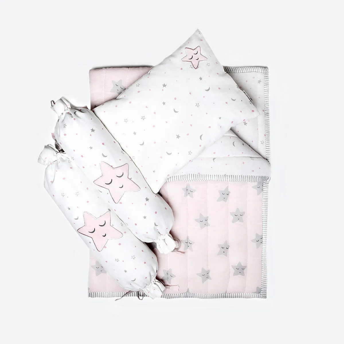 New Baby Mini Cot Set<br> Pink Star<br><span style="font-size: 10px;">Can be Personalised</span>