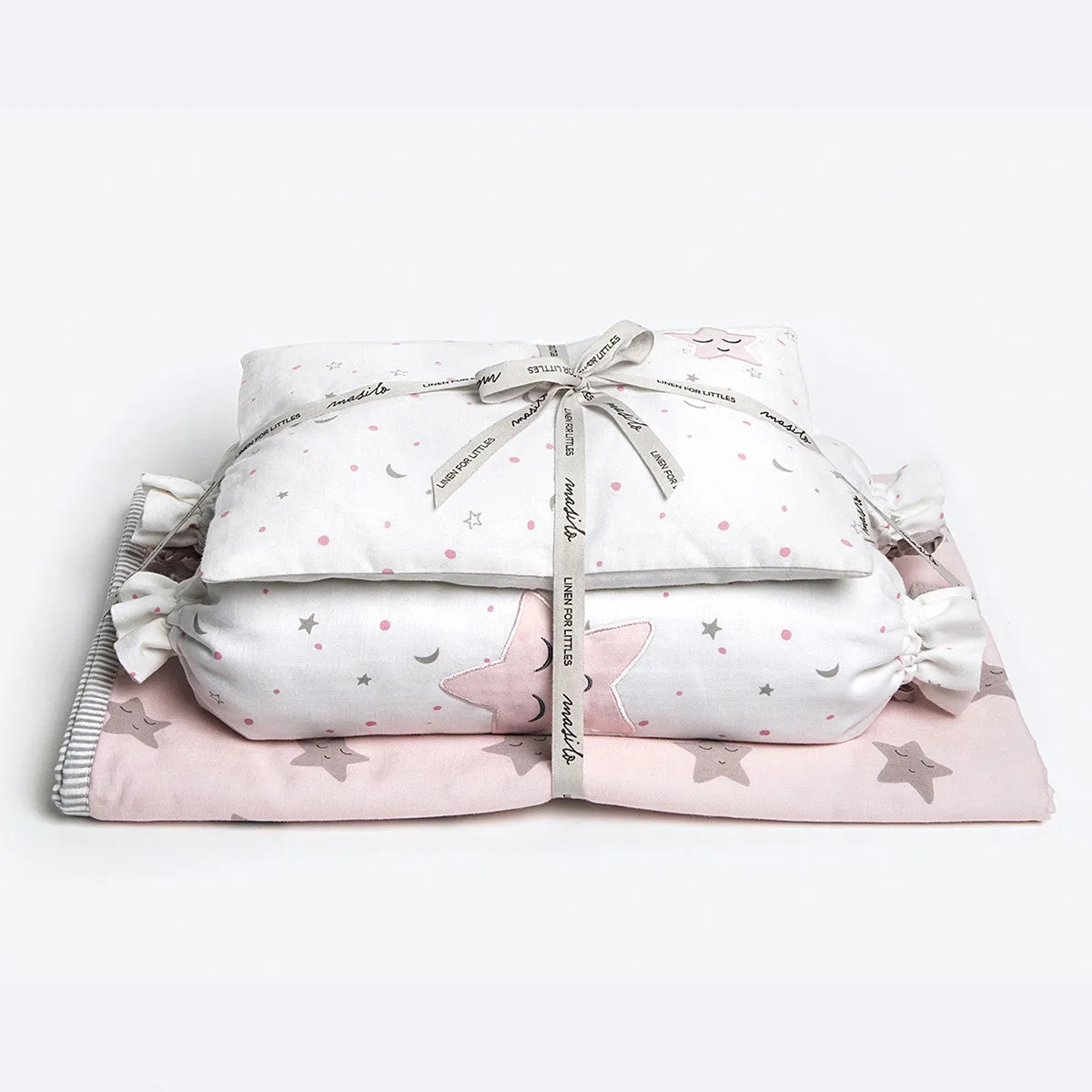 New Baby Mini Cot Set<br> Pink Star<br><span style="font-size: 10px;">Can be Personalised</span>