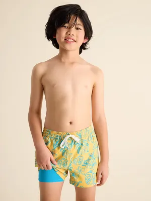 The Floral Explorers (Boys Lined Classic Swim Trunk- Shorter)