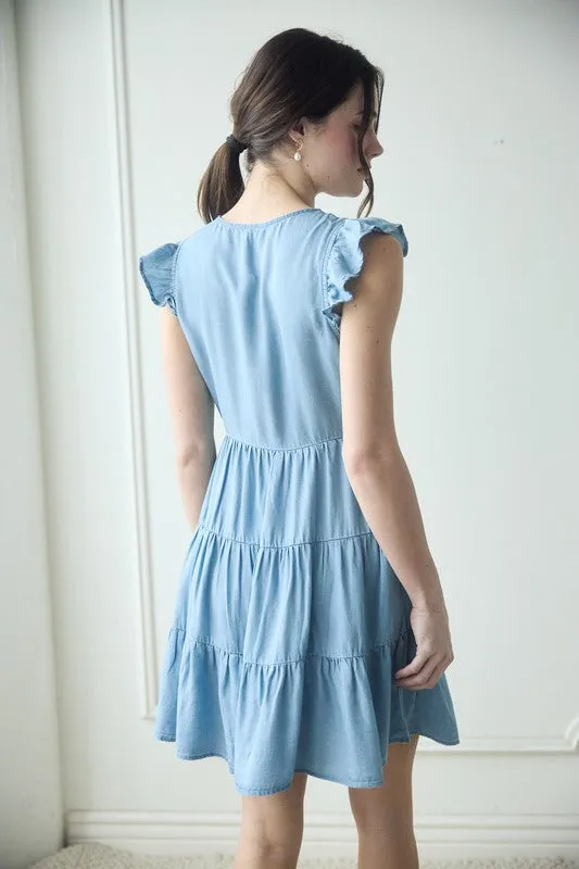 To The Islands Chambray Dress
