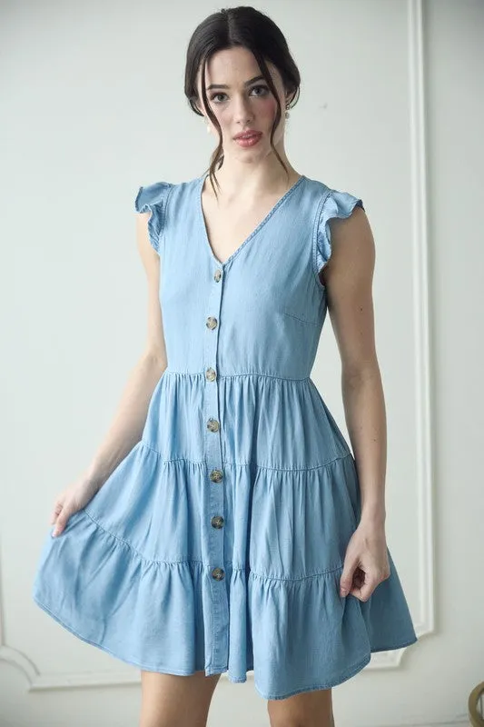To The Islands Chambray Dress