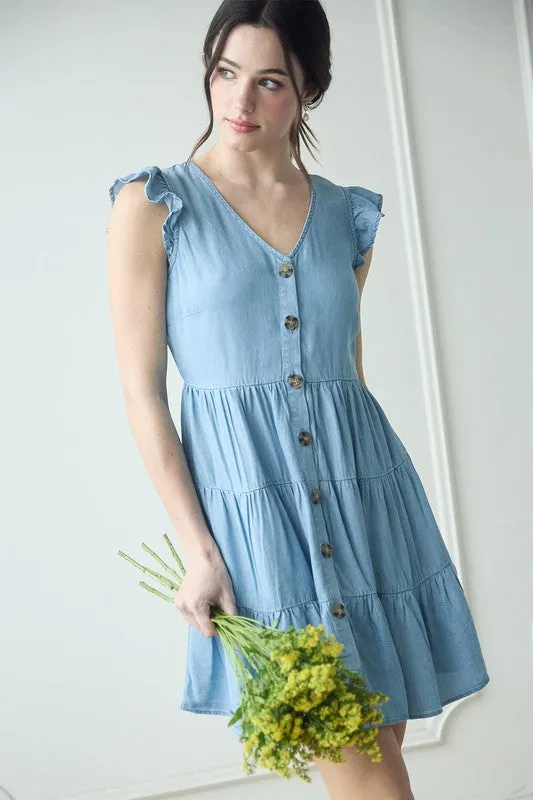 To The Islands Chambray Dress